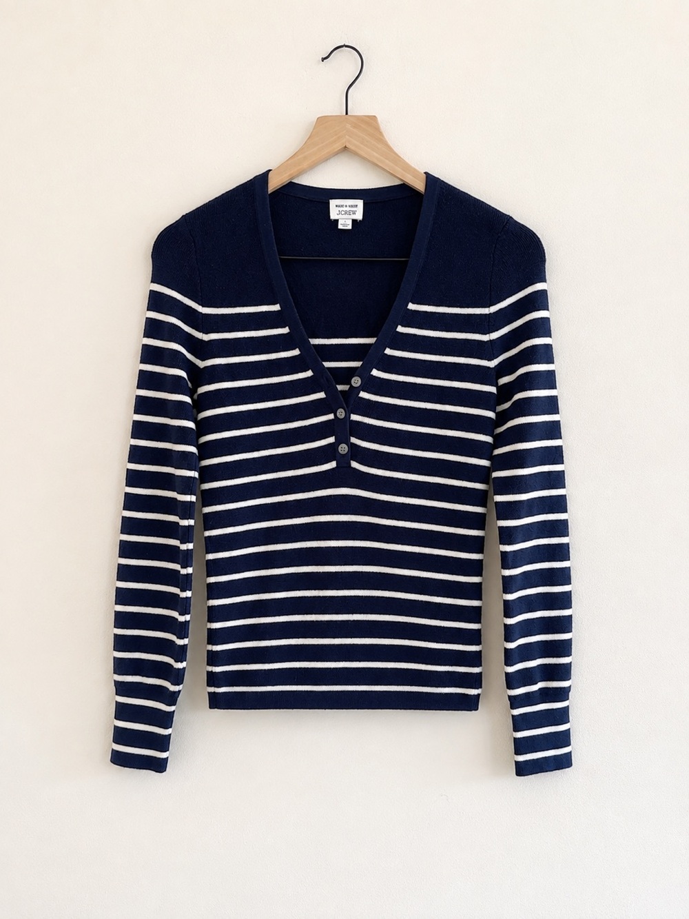 Marie Marot x J.Crew Silk Cashmere Striped Henley Sweater Size Small